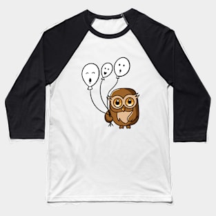 Cute owl holding ghost balloons Baseball T-Shirt